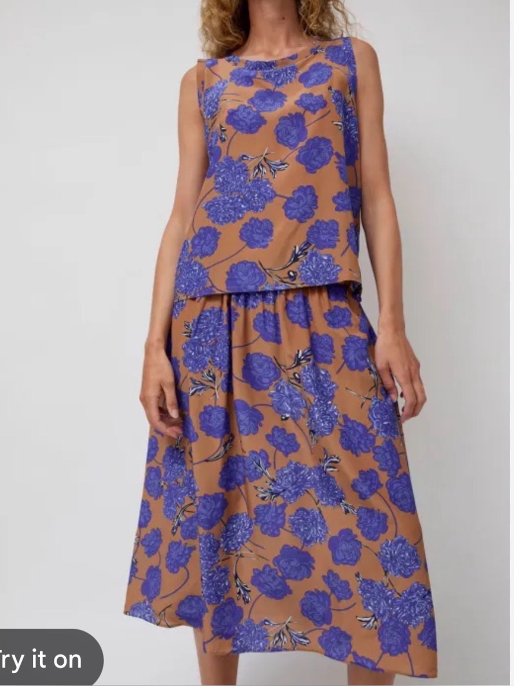 No 6 Store Silk Blend Floral Sister Skirt Top Set Sleeveless Midi Small S